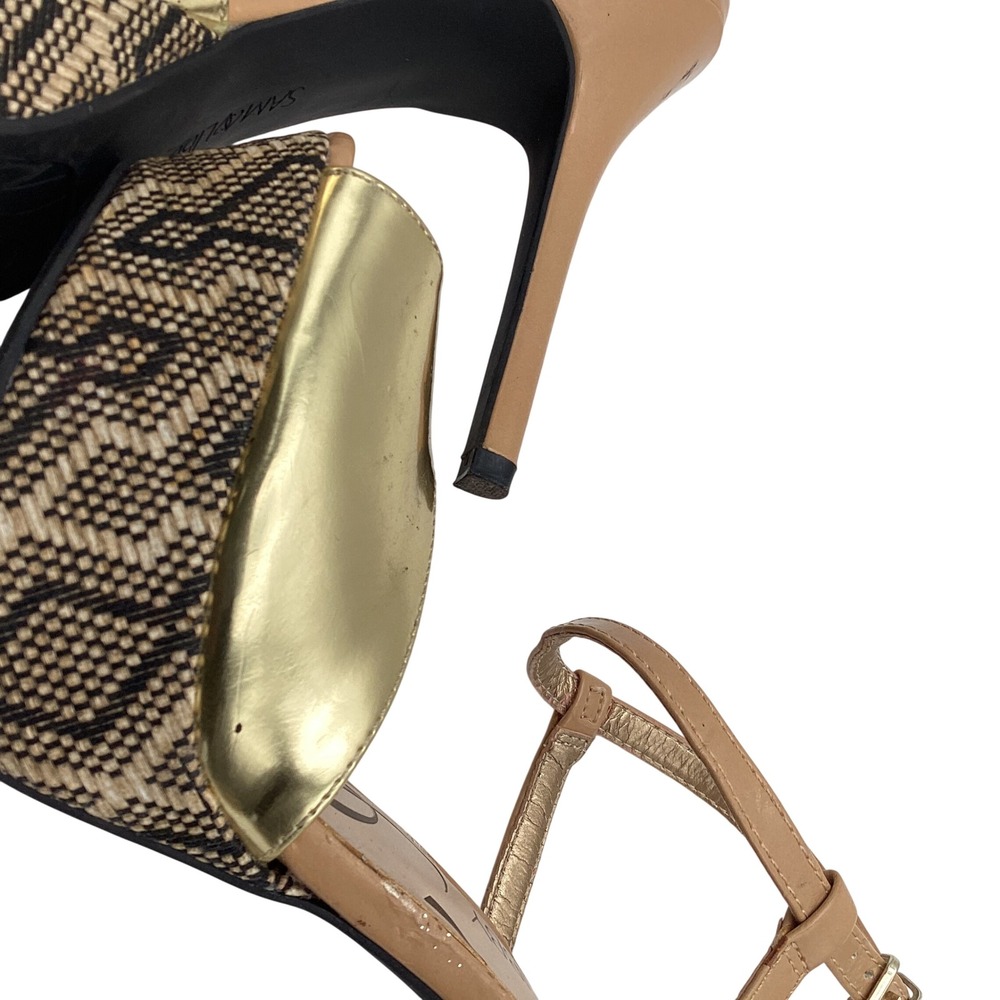 Sam & Libby Gold Metallic Snakeskin Platform Heels Peep Toe Sandals Size 8 - Picture 9 of 9